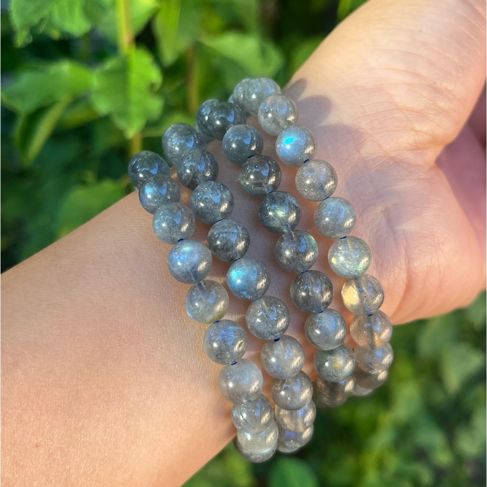 8mm stretchable flashy dark‎ labradorite bracelet